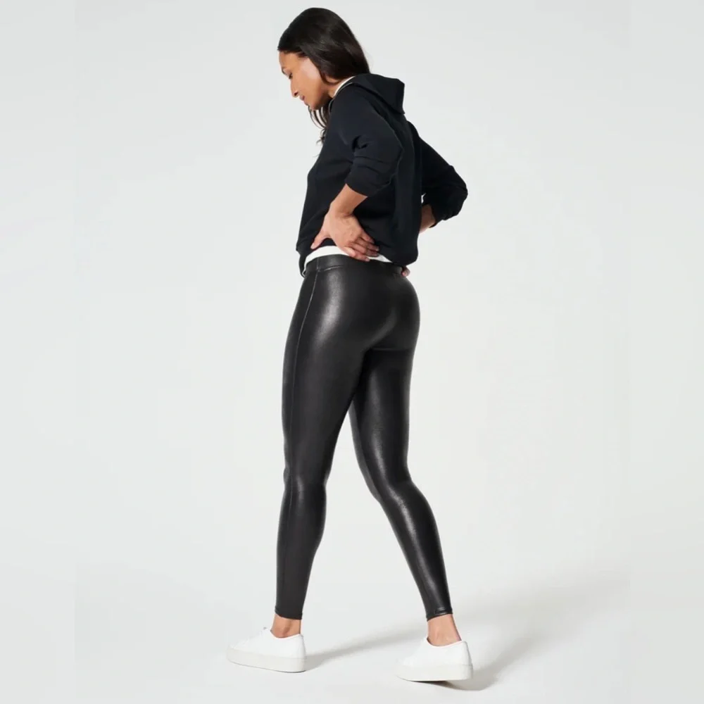 SPANX Faux Leather Leggings In Black Size XL/TG